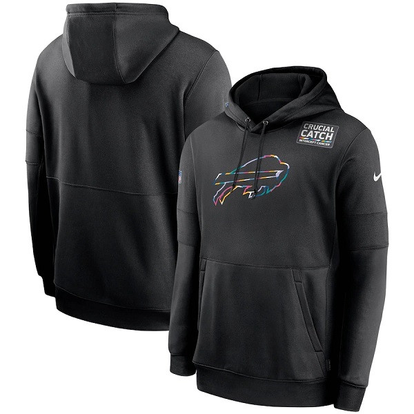 Men's Buffalo Bills 2020 Black Crucial Catch Sideline Performance Pullover NFL Hoodie